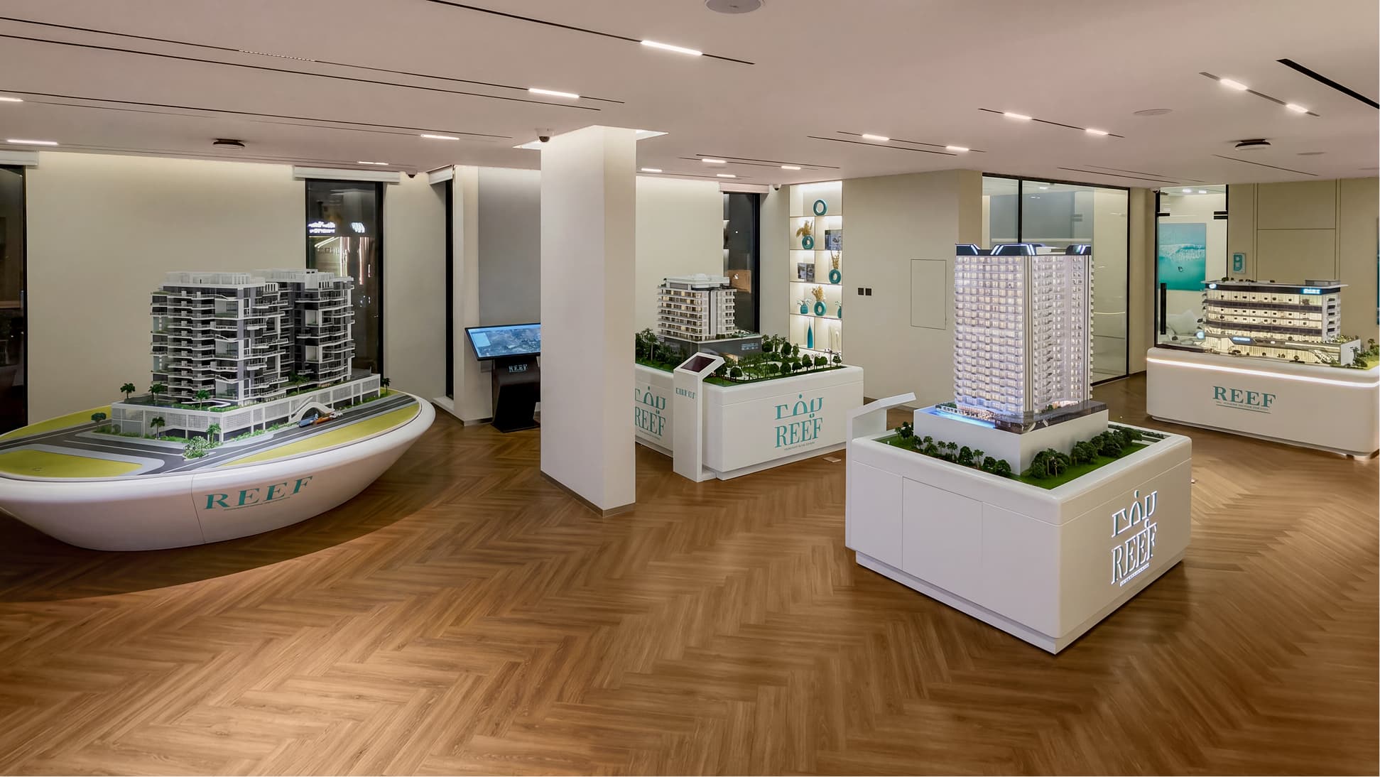 Interior of the REEF Sales Gallery with models